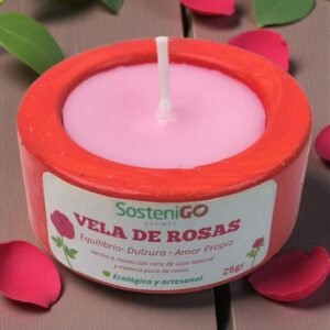 Vela con Base Ecológica - Rosas