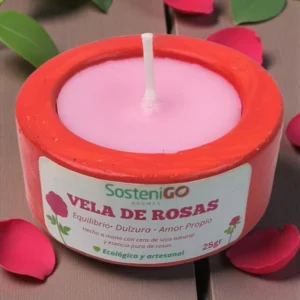 Vela con Base Ecológica - Rosas